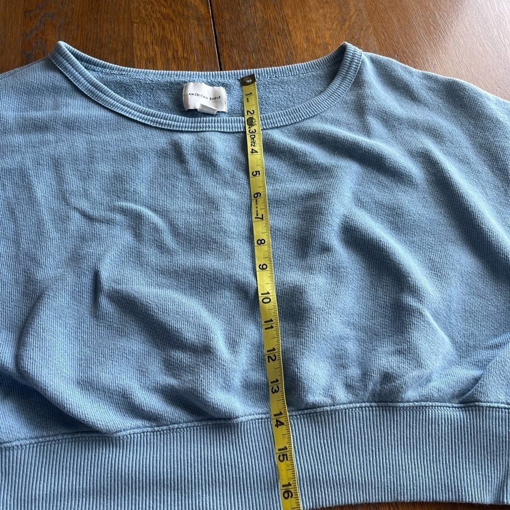 American Eagle Outfitters Blue Crop Sweatshirt Size XS Long Sleeves - Picture 6 of 12